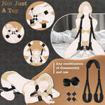 Bdsm Sex Bondage Bed Restraint Adjustable Neck To Thigh Restraints With Hand To Ankle Sex Harness Sling, Detachable Handcuffs & Ankle Cuffs With Cross Buckle,Ideal For Couples & Adult Beginner Sex Toy