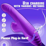 4In1 Purple Rabbit Vibrator Thrusting Dildo For Women G Spot Vibrator Clitoral Stimulator Sex Toys Dildos Vibrator With 10 Vibration 7 Thrust Mode With Licking, Adult Sex Toy For Women And Couple