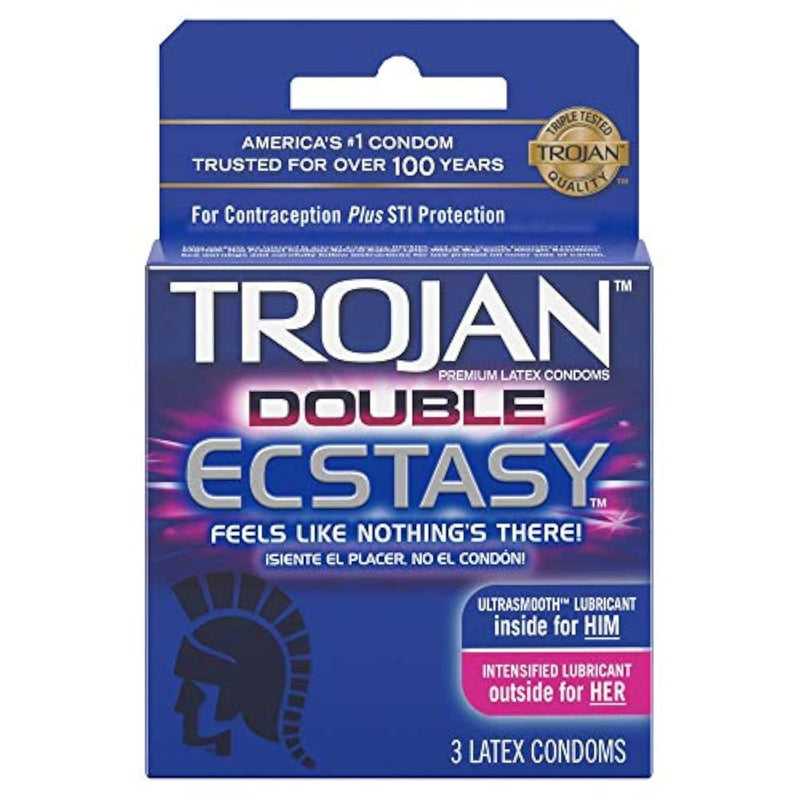 Trojan Double Ecstasy Condoms, 3 Count for Enhanced Pleasure
