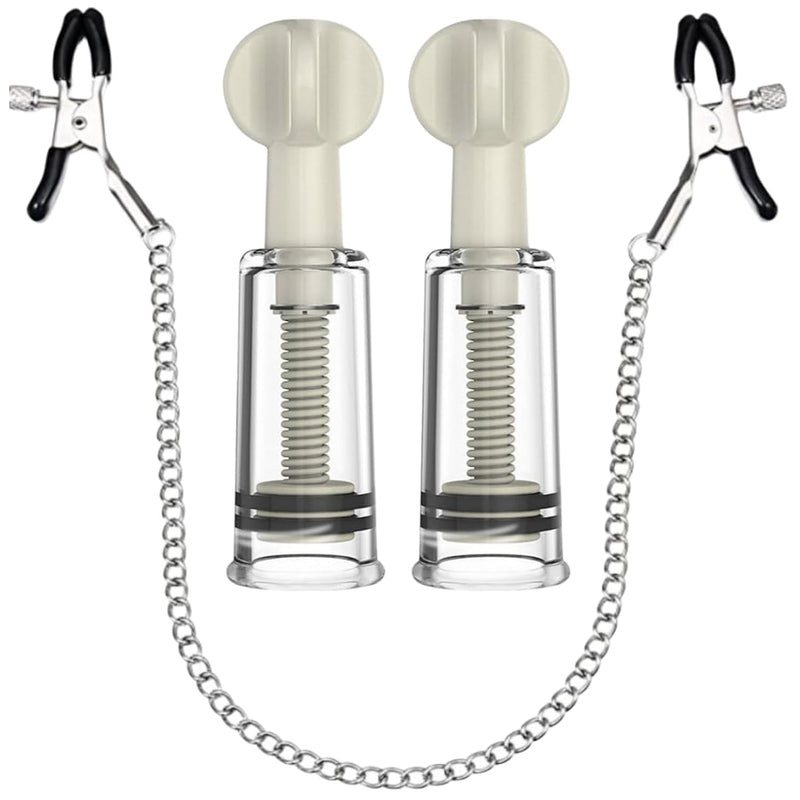 Nipple Clips Clamps And Nipple Suckers Adjustable Body Ring Body Clamps Body Ring Non-Piercing Chain Stainless Steel For Women Faux Body Jewelry (Black)