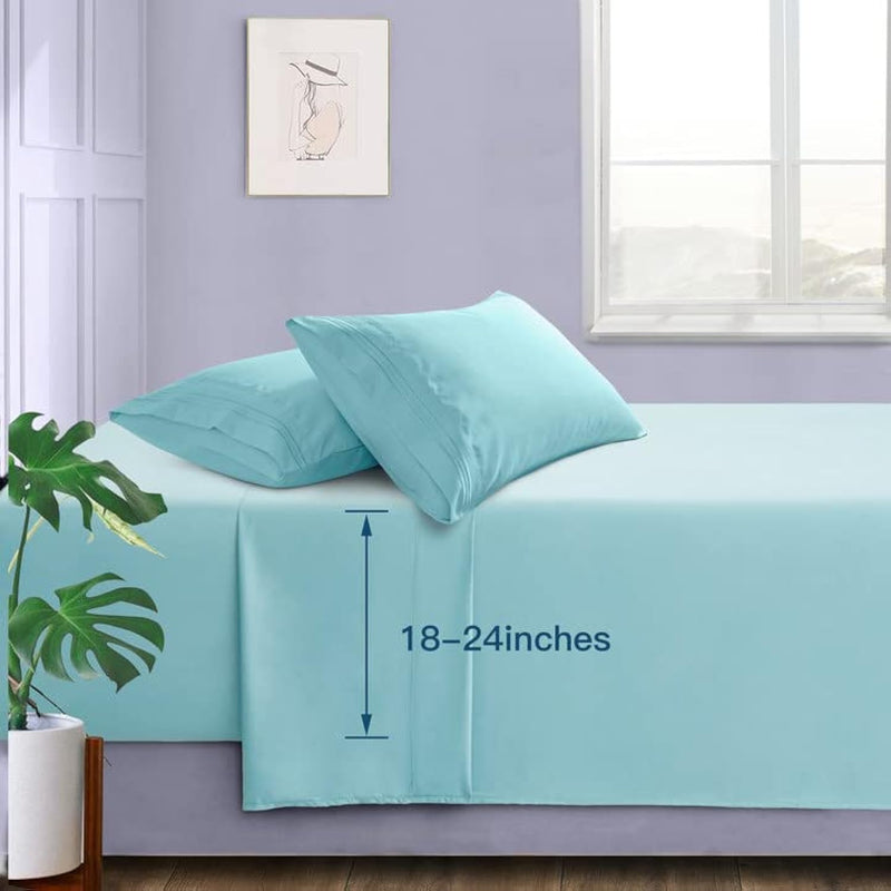 Extra Deep Pocket Twin Sheets Set - Hotel Luxury 1800 Thread Count Sheets & Pi