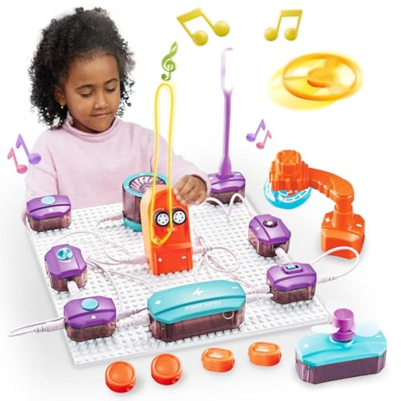 Circuit Board For Kids, 34 Pcs Diy Electronics Exploration Kit With 70+ Projects, Physics Science Experiments Kit, School Family Stem Kits Educational Toy Gift For Kids 6+