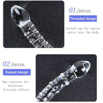 Glass Dildo Double Head Dildos With 2 Textures Transparent Crystal Butt Plug Massage Prostate And G-Spot Double Head Anal Dildo Sm Adult Sex Toys