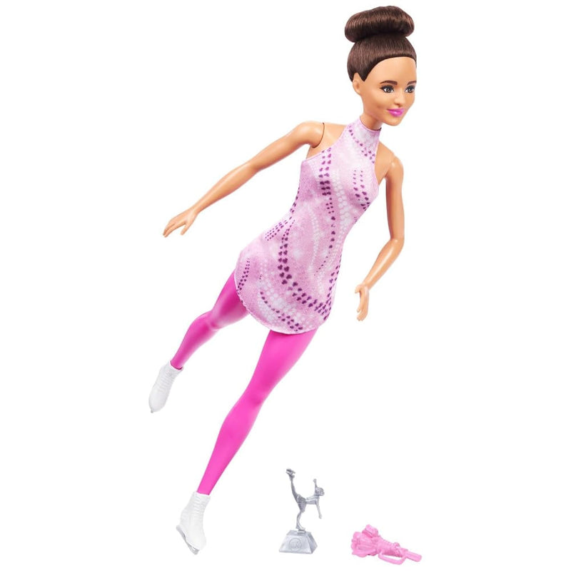 Barbie Careers Fashion Doll & Accessories, Brunette Ice Skater in Removable