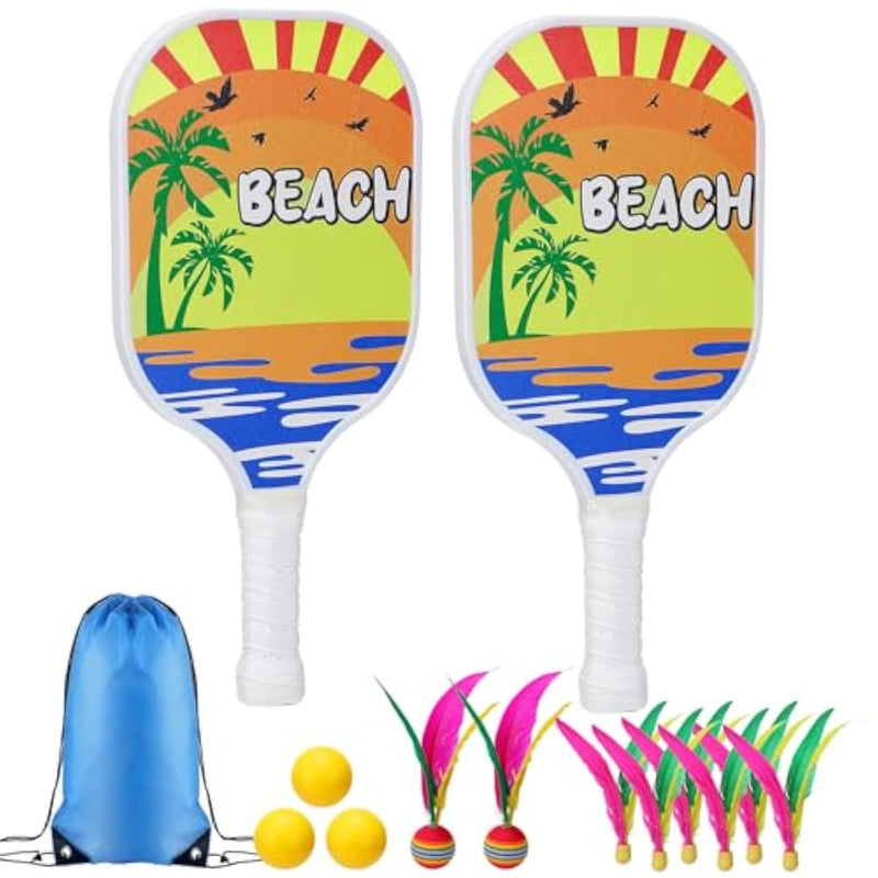 New Twist Beach Pickleball Set - Including 2 Racquets, 3 Tpr Balls, 6 Fast Birdies, 2 Slow Birdies,Summer Rackets Game For Adults Kids Family Play, Large