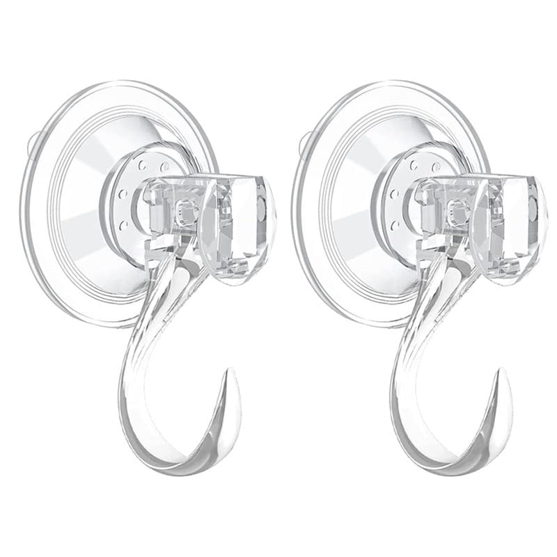 2 Pack Suction Cup Heavy-Duty Hook,Large Clear Vacuum Reusable Wreath Hooks,Us