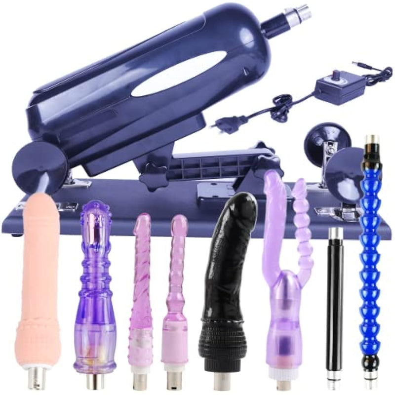 Sex Machine Thrusting Automatic,3 Xlr Connector Multispeed Adjustable With 8 Attachments Fuck Machine Toy For Women And Men Masturbation