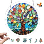 Tree Stained Glass Paint-by-Number Kit, 7.9 Inch Self-Adhesive Window Art Craft