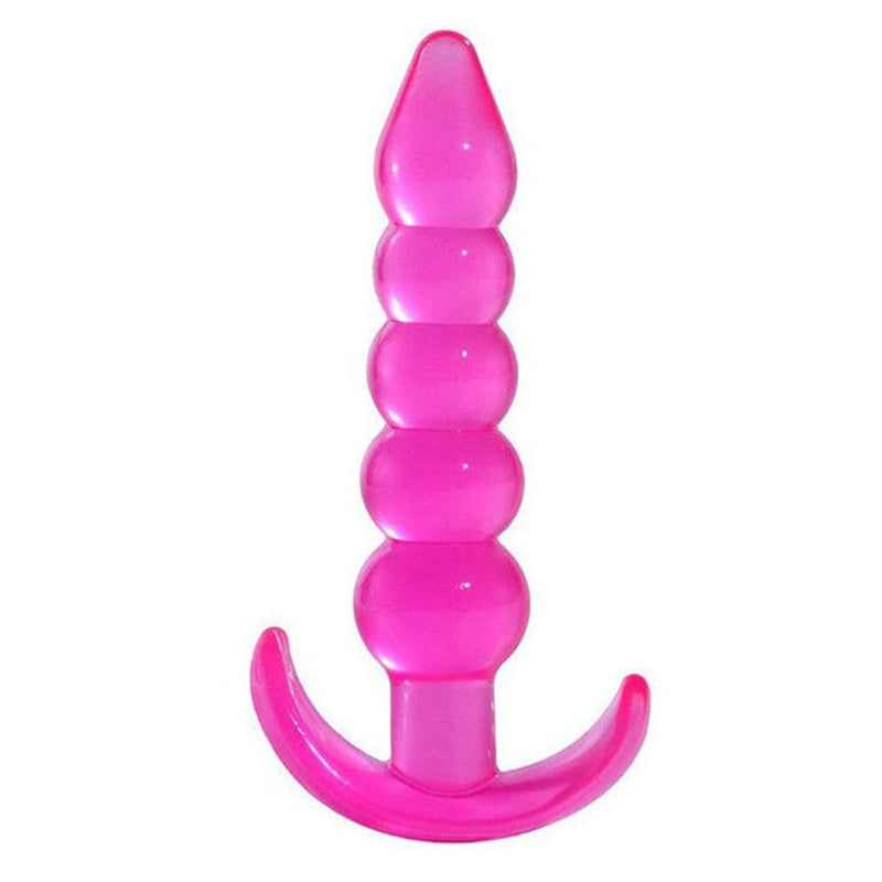 Super Soft Anal Plug Sex Toys Silicone Anal Plug,Anal Beads Silicone Butt Plug With Thin Neck & 5 Gradual Beads & Curved Base Butt Plug G-Spot Stimulation Sex Toy For Women Men Couple(Pink)