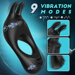 Vibrating Cock Ring With Rabbit Design, Rechargeable Penis Ring Vibrator With 9 Vibration Modes, Erection Pleasure Enhancing Mens Vibrator For Couples Play,Silicone Adult Sex Toys & Games (Black