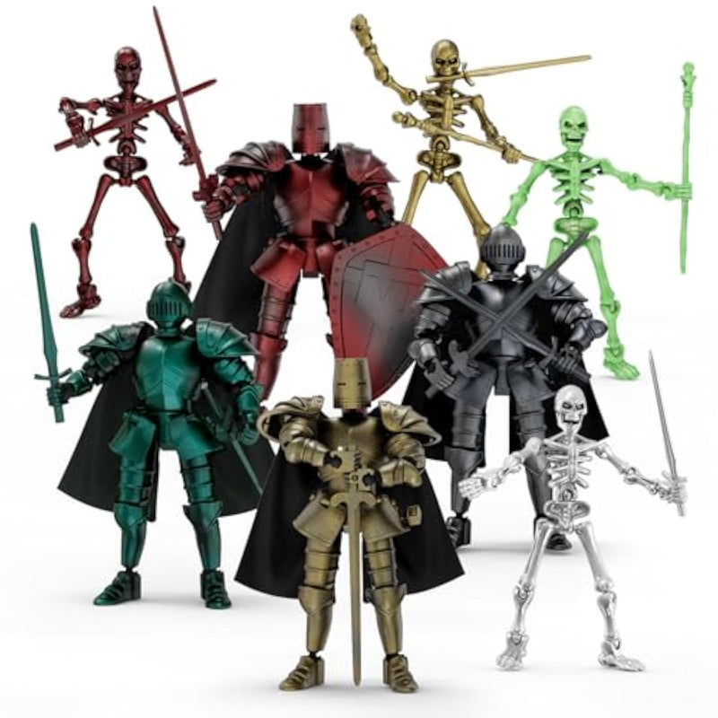 8Pcs 13 Action Figures Assembly Required?Diy Multi-Colored Titan 13 Action Figure Set With Medieval Knight Style?3D Printed Multi-Jointed Movable 13-Action T Figure For Kids & Adults