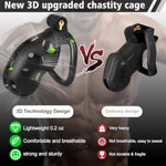 Male Chastity Cage Cock Cage, Lightweight Resin Chastity Cage, 3D Printed Black Bondage Device, Hidden Lock Chastity Device Abstinence, With 4 Different Sizes Of Removable Movable Rings