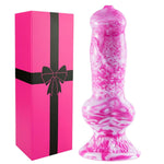 Liquid Silicone 2.2 Inch Wide Dog Dildo, 11 Inch Knotted Suction Cup