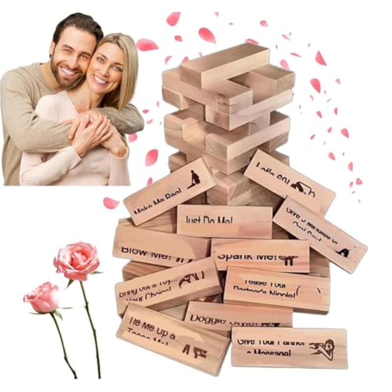Lust Tower - 48Pcs Super Naughty Block Tower Game, Fun Date Night Activities, Valentine Tumbling Tower Stacking Blocks, Date Night Party Game (1 Set)