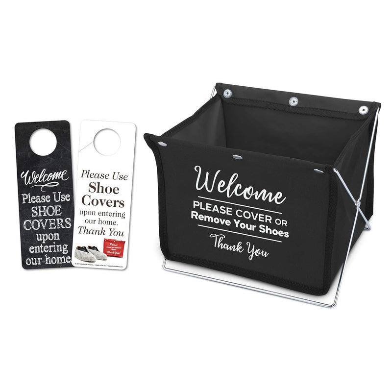 Foldable Shoe Cover Holder (Black) With Bonus Please Use Shoe Covers, Double Sid