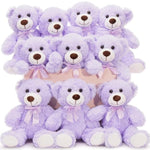 Bulk Teddy Bear Baby Shower, 10 Packs Small Teddy Bear Stuffed Animals In Bulk,13.5" Small Stuffed Bears Plush For Wedding,Birthday,Christmas, Party Decorations,Purple