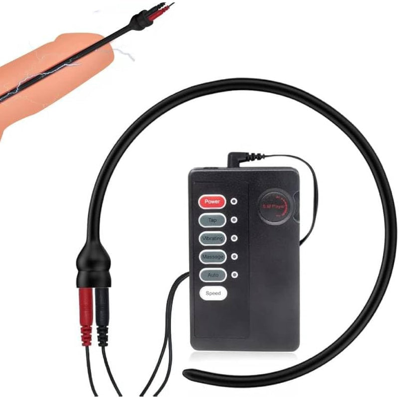 Silicone Urethral Sounds Dilator Male Vibrator Penis Training Multiple Vibrating Glans Trainer Usb Charge Stimulation Stretching For Men Sex Toy 10 Shock Orgasm Stimulation, Black