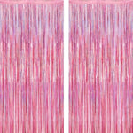 2 Pack Glitter Pink Fringe Curtains, 3.28 x 7.05 FT Party & Photo Backdrop Decorations