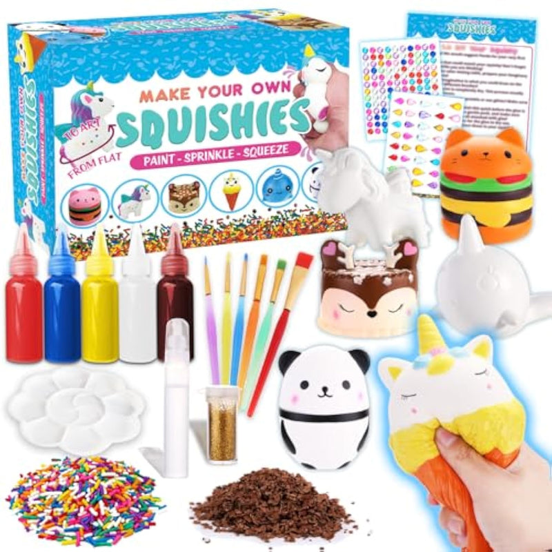 Sensory Toys Squishy Toy Food - Stress Relief Squishies For Girl Kids Age 4 6 8 10 Kawaii Jumbo Diy Slow Rising Squeeze Autism Unicorn Gift Ice Cream Cake Milk Shake Donut Painting Art Set