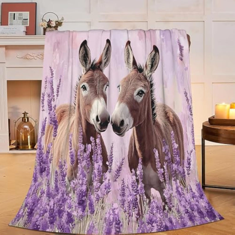Donkey Blanket Donkey Lavender Flannel Plush Throw Blanket Cozy Farm Animal Decor Fleece Stuff Blanket Gifts For Yogis Lover Girls Boys Kids Adults Women Bed Travel 40"X50"