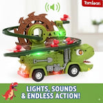 Dinosaur Truck Toy For Kids Ages 3 4 5 6 7 8, 3-In-1 Dinosaur Truck, 3 Sliding Little Dinos On Tracks , & Glow In Dark Mode. Includes Obstacle Detection For Continuous Play And Endless Adventure.