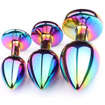Rainbow Crystal Metal Anal Butt Plug for Women - Colorful Gradient Sex Toy