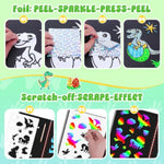 Dinosaur Foil Art & Scratch Art Book, 2-in-1 Mess-Free Craft Kit for Kids