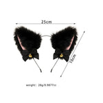 Costume Accessory Set - Plush Cat Ears, Choker, Nipple Clips, Anal Plug, Fur Tail, 4 Pcs