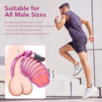 Male Cock Cage Chastity Device - Iron Chastity Cock Cage Device With 4 Active Sizes Rings Adult Sex Toy For Men Penis Exercise | 2 Keys And Invisible Lock Included | Extra-Large Size (Purple)