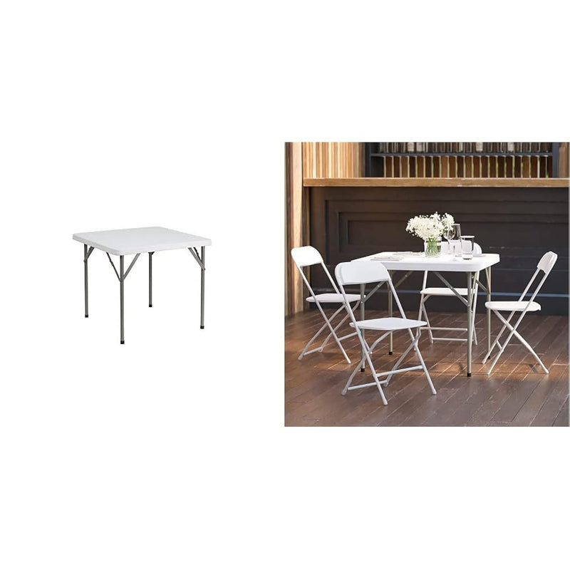 3-Foot Square Granite White Plastic Folding Table & Hercules™ Series Plastic F