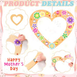 72 Pcs Mother's Day Heart Wreath Craft Kit with Stickers, Pom Poms & Ribbon