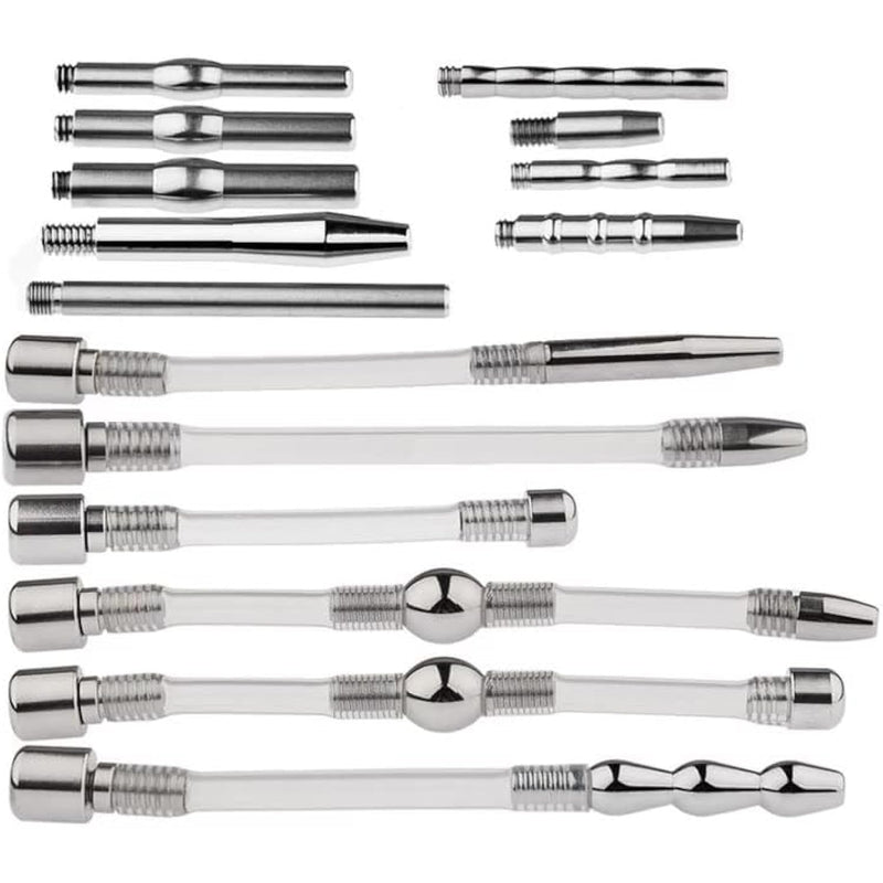 17 Pcs Urethra Trainer Set Chastity Lock Accessories Chastity Device Sex Toy Sound Urethral Plug Urethral Toy Urethral Masturbation Stick Catheter Sound Penis Plug Male Urethra Stimulation