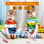 Collision Transforming Dinosaur Car Toy,Transformation Car Toy, 2In1 Magnetic Dinosaur Transformer Cars For Boys & Girls Party Favors Gift For Birthday, Christmas (Pink)
