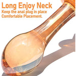 Glass Anal Plug Butt Plug Prostate Massager With Long Neck Rose Round Base And Gradual Head Fetish Bum Plug Anal Dilator Masturbation Sex Toy For Women Men, 5.35 X 1.37 Inch Golden
