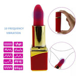 Discreet Lipstick Vibrator - Rechargeable, 10 Speed, Quiet, Waterproof - Mini Clitoris Massager Sex Toys For Women - Black