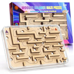 Handheld Fidget Puzzle Game For Kids And Adults - Challenging Wooden Labyrinth Marble Maze For Teen Boys - Fun Brain Teaser Puzzle Fidget Toys For Travel Stocking Stuffer Party Favor For Kids Ages 8+