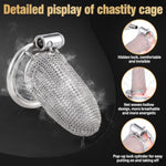 Chastity Cage - Male Chastity Device With Invisible Lock Set, 3 Sizes Rings (1.57", 1.77", 1.97"), Cock Cage Metal Mesh Chain,Large Stainless Steel Penis Bondage Restraints Bdsm Sex Toy For Men?L?