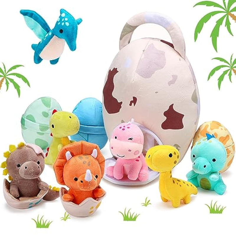 11 Pcs Easter Dinosaur Stuffed Animal Small Dino Plush Toy And Egg Bag Set Cute Stuffed Dinosaur Animals Plush Toys Soft Stuff Animals For Birthday Dino Themed Party(Cute)