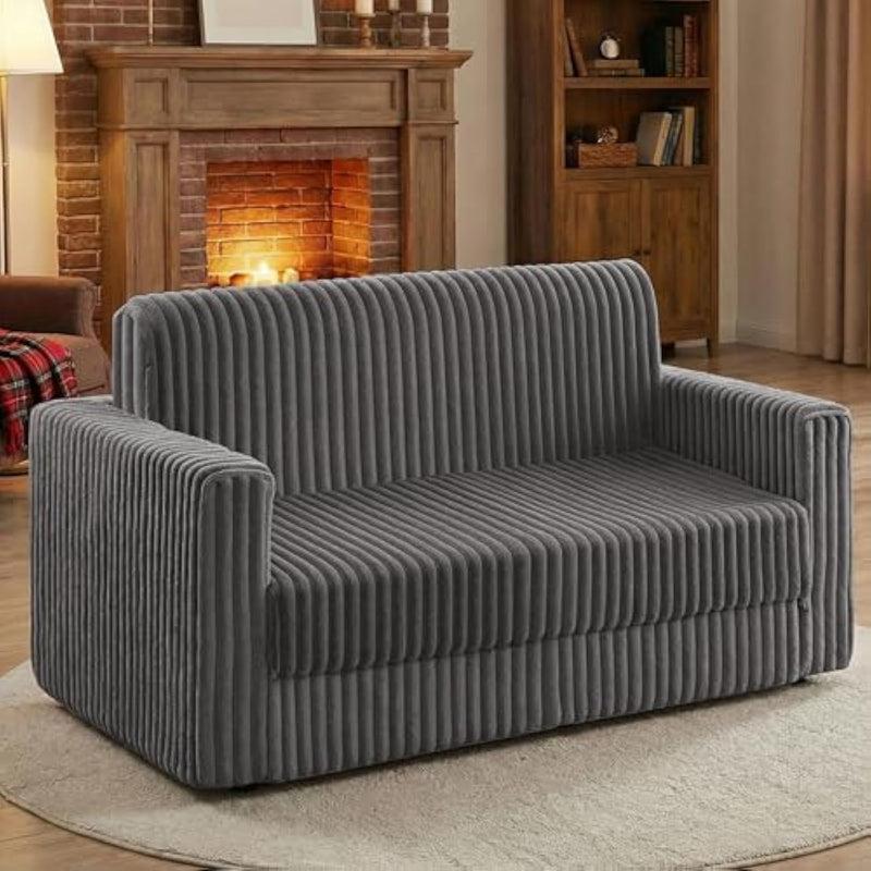 Folding Sofa Bed, 2 In 1 Convertible Sleeper Chair With Armrest, Portable Fold Out Chair Bed, Comfy Floor Couch, Multi-Functional Lazy Sofa For Living Room Bedroom Dorm Home Office, Grey