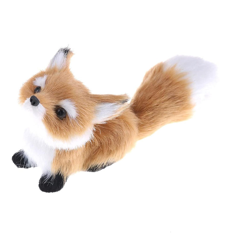 Simulation Brown Fox Toy Furs Squatting Fox Model Home Decoration Animals W
