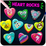 Heart Rock Painting Kit for Kids Ages 4-12, Glow-in-the-Dark STEM Craft Set