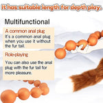 Silicone Anal Beads With Removable Fox Tail Butt Plug For G-Spot Prostate Stimulation Massage Adult Sex Toy With 9 Anal Balls For Cosplay Anal Sex Anal Training For Advanced Players Gold L