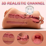 3 In 1 Pocket Pussy Male Masturbator - Adult Sex Toys For Men Penis Stimulation,Male Blowjob Stroker Toy With 3D Realistic Textured Tight Anus & Real Mouth For Man Masturbation Pleasure (Tan)