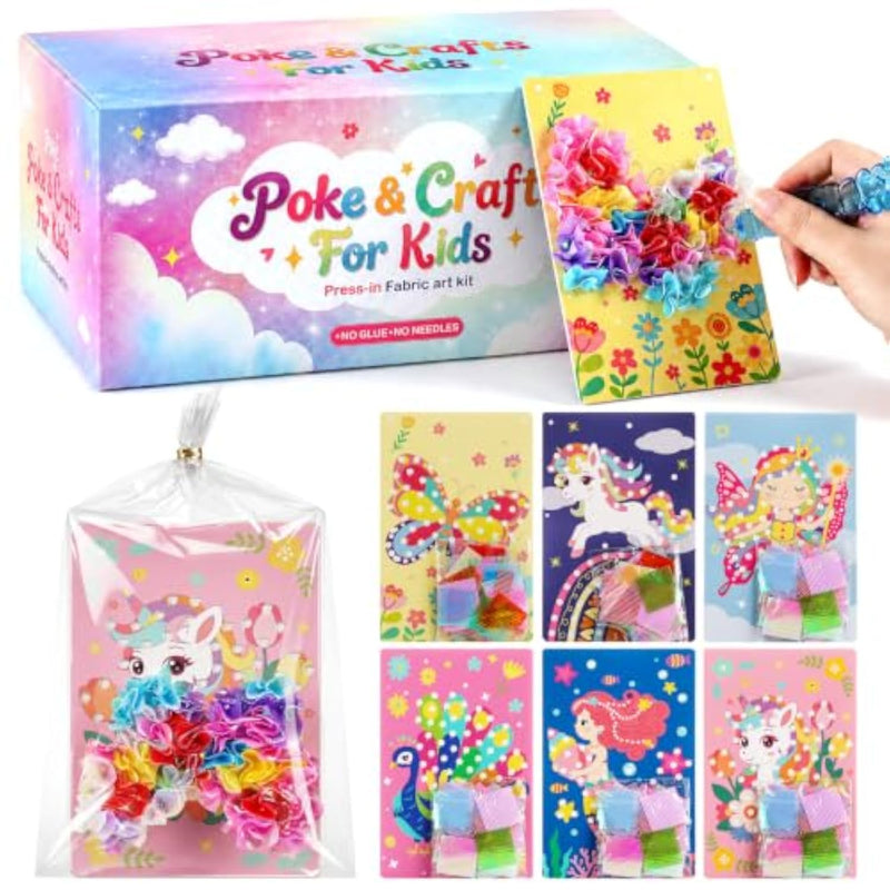 24 Pack Butterfly Poke Art Kit for Girls, Sticker Crafts, Party Favors, Classroom Rewards