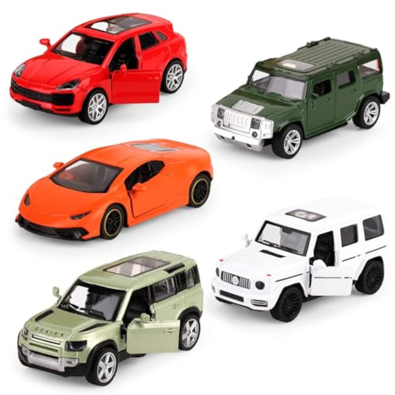 Metal Die Cast Toy Car Set Of 5, Openable Doors Pull Back Car For Kids Boys Age 3 4 5 6 7 8, Racing Car Party Favors Mini Toy Car For Pinata Stuffers, Goodie Bag Stuffers, Birthday Gifts
