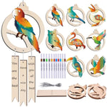 Wood Birds Wind Chime Kit, 16 Piece DIY Craft Kit for Holiday Party Birthday Decor