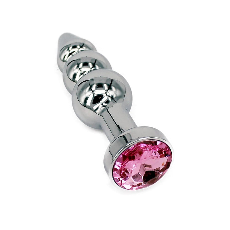 Metal Anal Trainer Butt Plug For Beginners, 3 Beads Anal Sex Toy, Pink