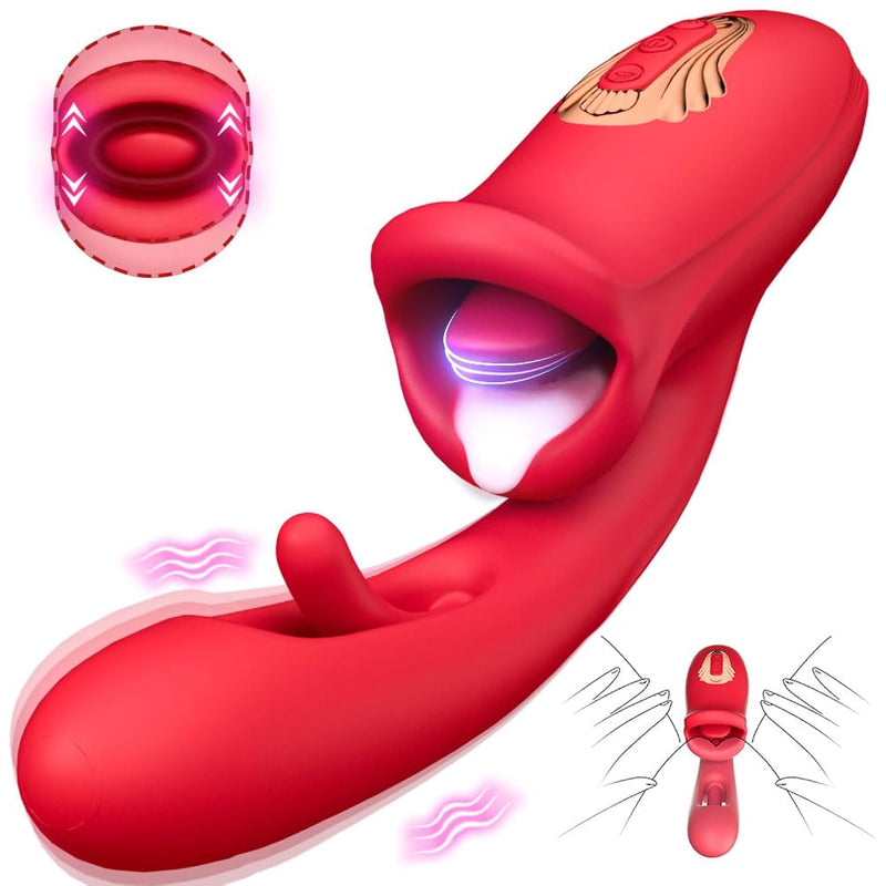 G Spot Vibrator Adult Sex Toys For Women, Tongue Rose Sex Toy Dildo Vibrators Clitoral Stimulator With 10 Licking Sucking 10 Vibration Modes Flapping Clitoral Stimulator Anal Sex Toys Couples Sex Toys