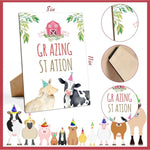 Farm Animals Birthday Party Sign, Grazing Station, 8X11 Inches, Wooden Play Sign With Stand, Farm Animal Birthday Decorations