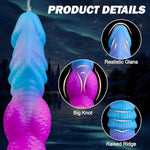 8" Fantasy Squirting Dildo Ribbed Monster Ejaculating Toy With Big Knot, Thick Ejaculating Dragon Dildo With Suction Cup For Anal Play, Adult Sex Toys For Women Men Glow In The Dark